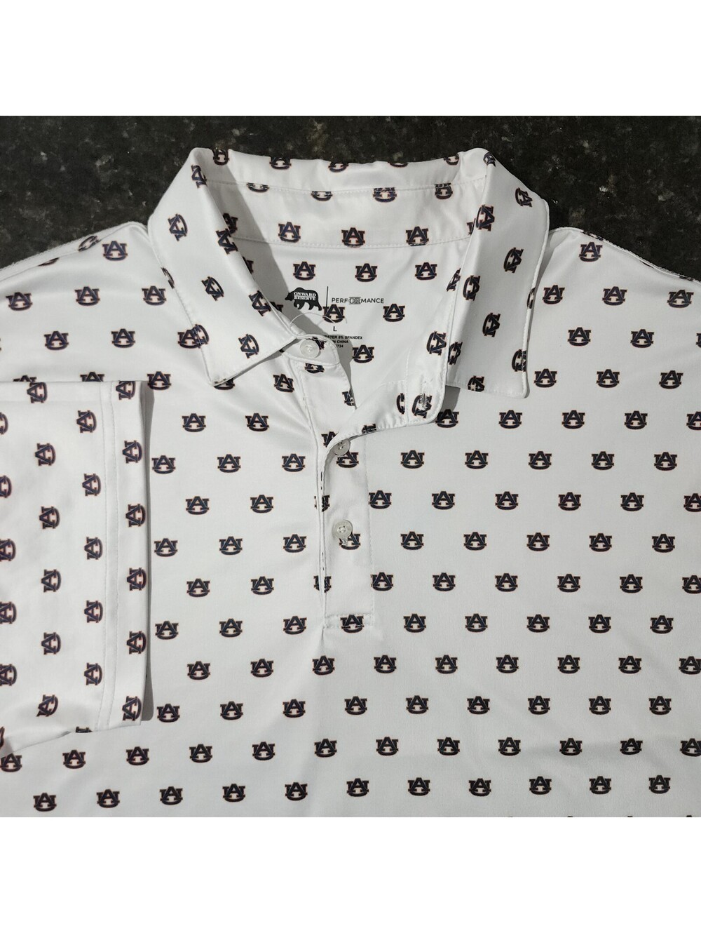 Onward Reserve Auburn Tigers Performance Stretch All Over Logo Polo Mens Large